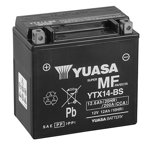 Yuasa YTX14-BS AGM Motorradbatterie 12.6 Ah
