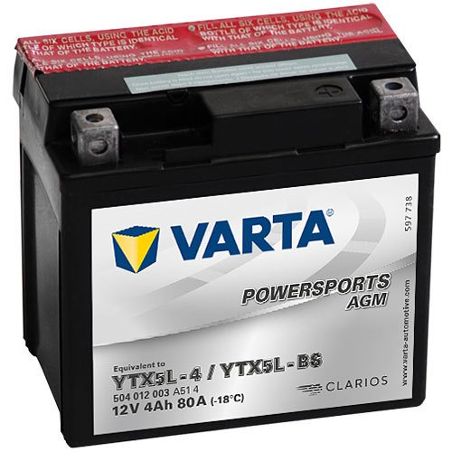 YTX5L-BS - 504012 Varta Powersports AGM Motorradbatterie 12 Volt - 4 Ah