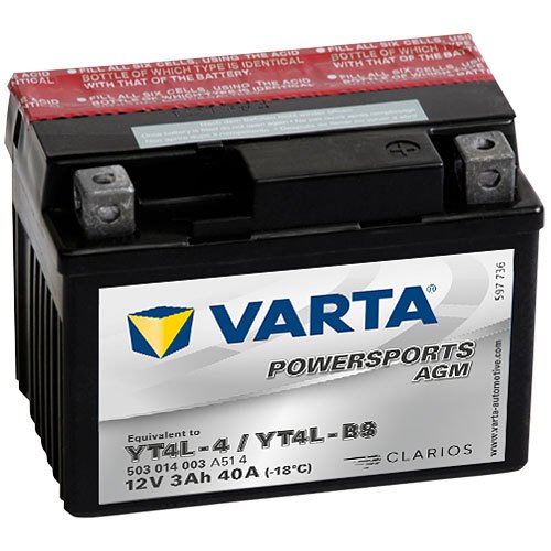 YT4L-BS - 503014 Varta Powersports AGM Motorradbatterie 12 Volt - 3 Ah