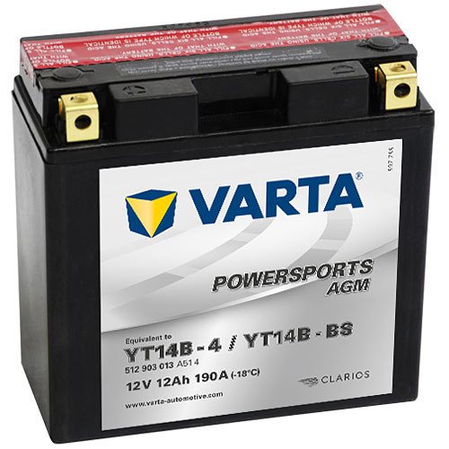 YT14B-BS - 512903 Varta Powersports AGM Motorradbatterie 12 Volt - 12 Ah