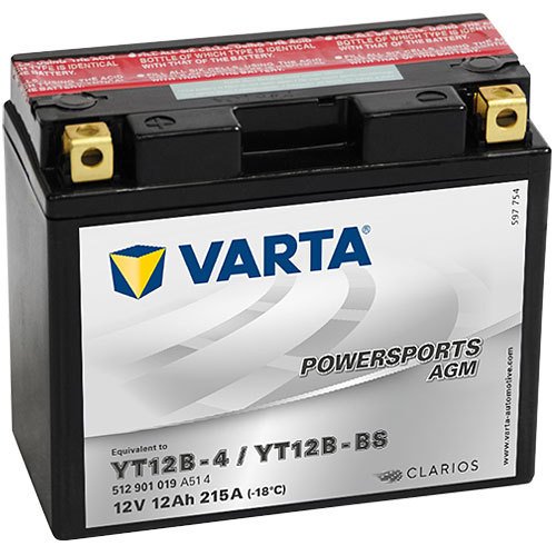 YT12B-BS - 512901 Varta Powersports AGM Motorradbatterie 12 Volt - 12 Ah