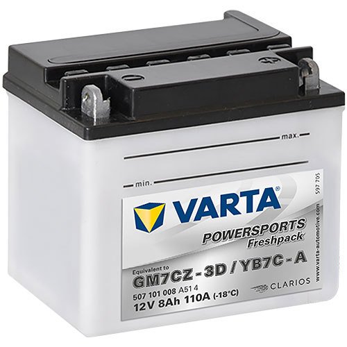 YB7C-A - 507101 Varta Powersports Freshpack Motorradbatterie 12 Volt - 8 Ah