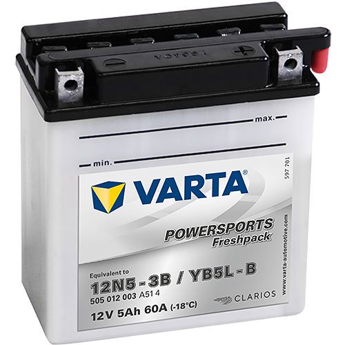 YB5L-B - 505012 Varta Powersports Freshpack Motorradbatterie 12 Volt - 5 Ah