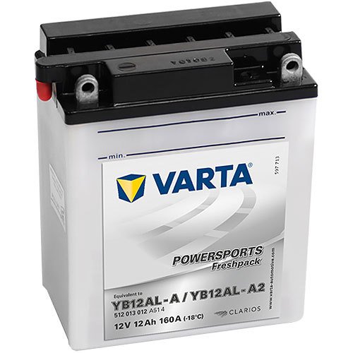 YB12AL-A2 - 512013 Varta Powersports Freshpack Motorradbatterie 12 Volt - 12 Ah