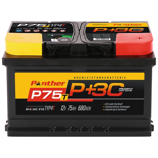Panther P75T - T-Line - +30% - 12 Volt–75 Ah–680 A | H=175 mm