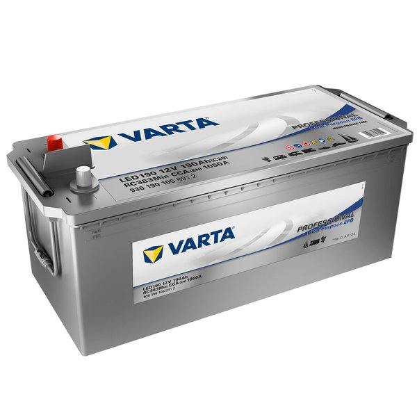 Varta LED190 - 930190105 - Professional Dual Purpose Versorgungsbatterie 12 Volt - 190 Ah